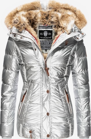 MARIKOO Winter Jacket 'Nekoo' in Silver: front
