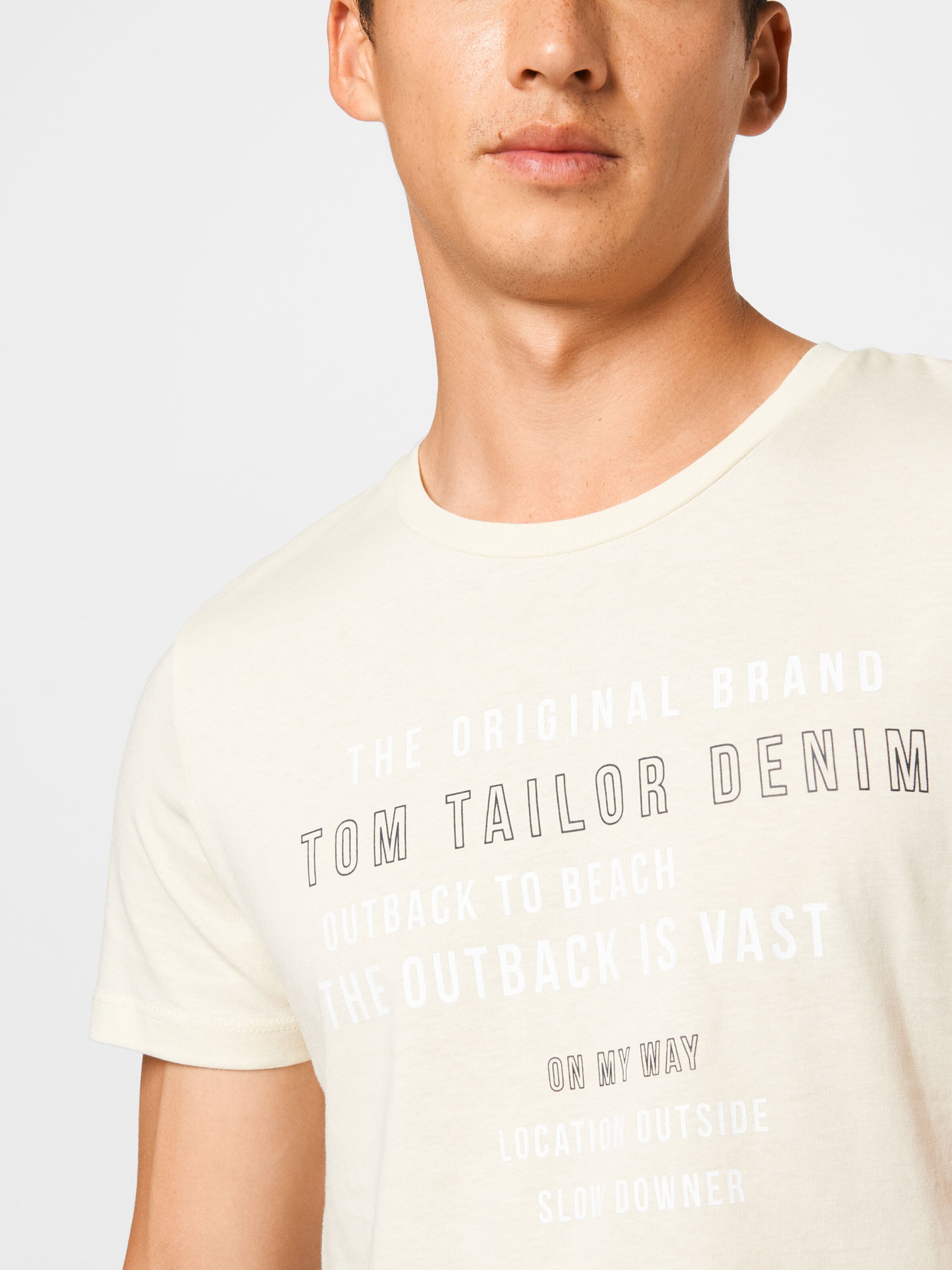 Männer Shirts TOM TAILOR DENIM T-Shirt in Beige - QV85649 Männer Shirts TOM TAILOR DENIM T-Shirt in Beige - QV85649