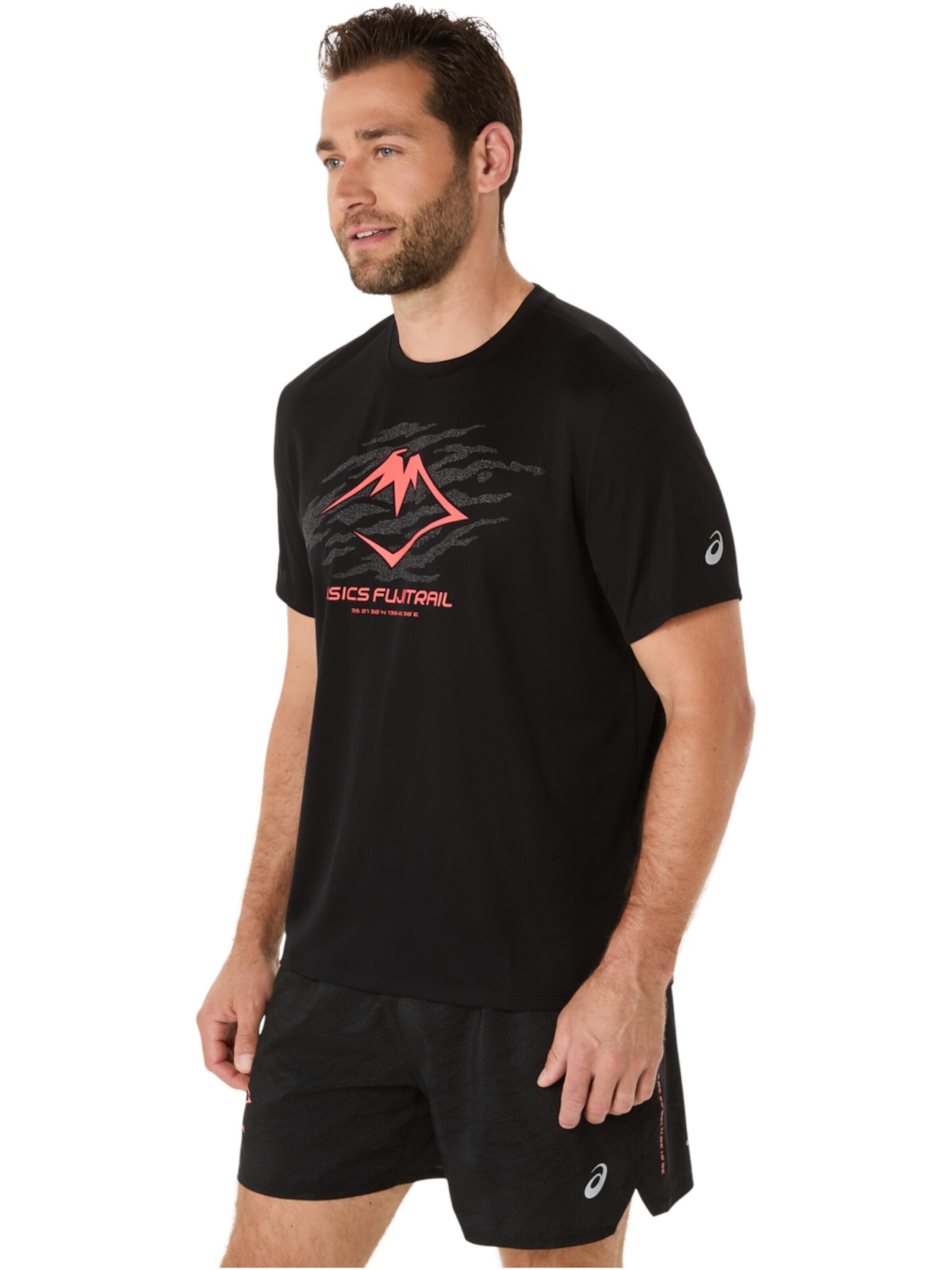 ASICS Shirt 'ASICS Fujitrail Logo SS Top' in Zwart