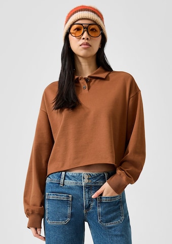 Sweat-shirt QS en marron : devant