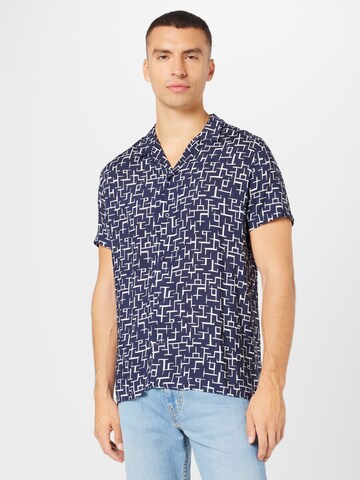 WESTMARK LONDON Comfort fit Button Up Shirt 'Hawaii' in Blue: front