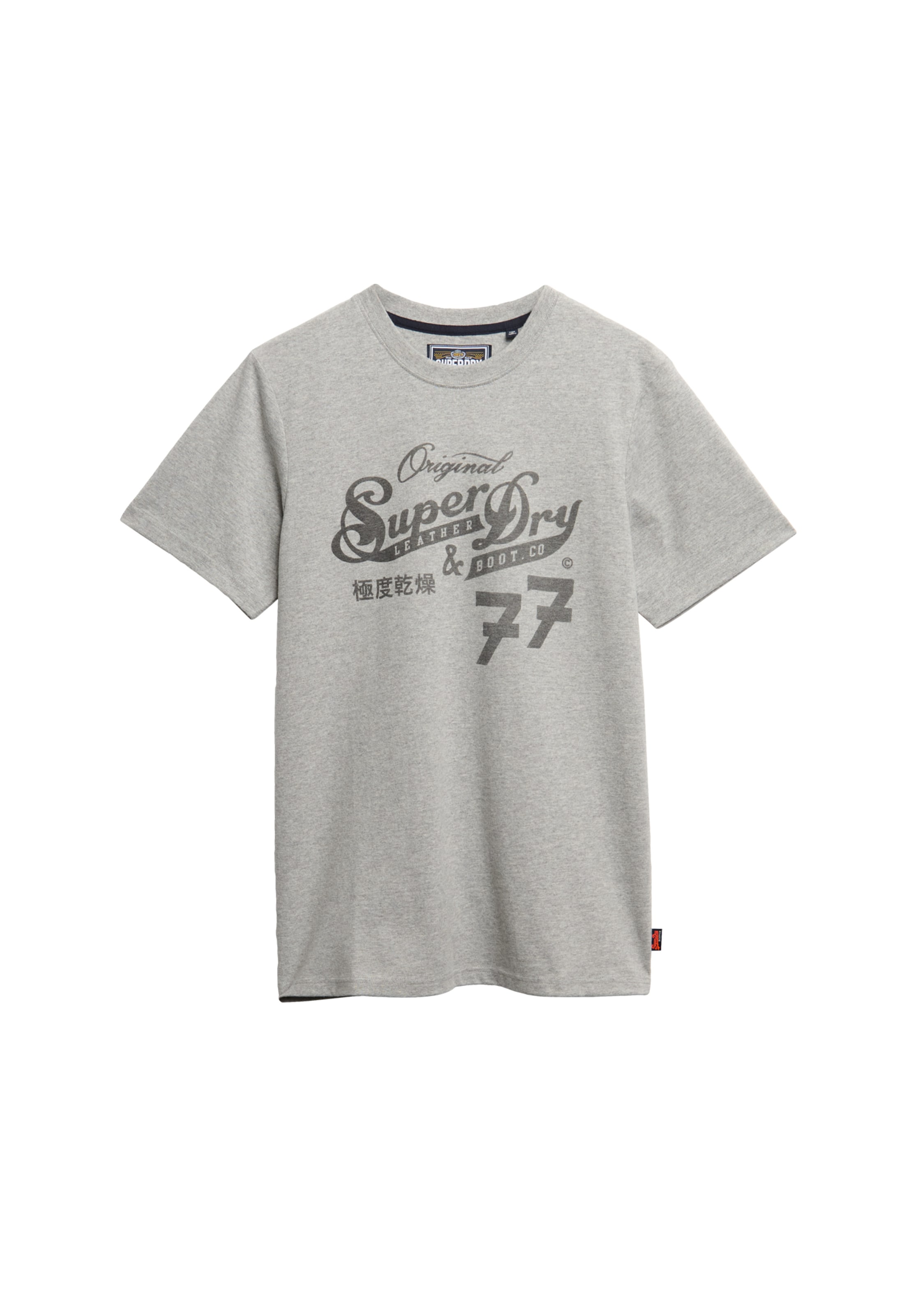 T-Shirt 'LEATHER & BOOT' Superdry & Co en gris : devant