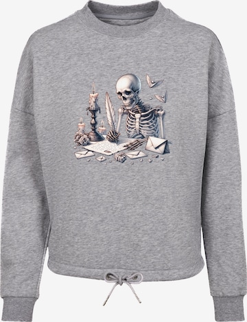 Sweat-shirt 'Skelett Liebesbrief Valentinstag' F4NT4STIC en gris : devant