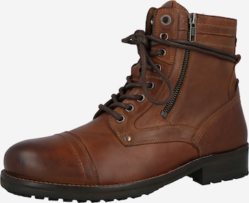 Pepe Jeans Veterboots 'MELTING' in Bruin: voorkant