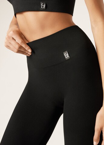 CALZEDONIA Skinny Athletic Pants in Black