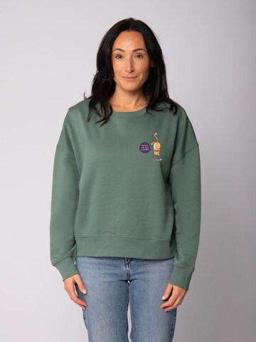 Watapparel Sweatshirt 'Funny Cat ' in Green: front