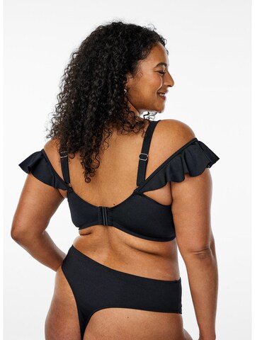 Swim by Zizzi Kolmnurk Bikiinitopp 'Sallica', värv must