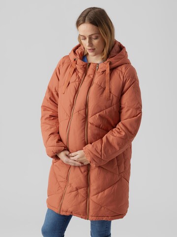 MAMALICIOUS Winter Jacket in Orange: front
