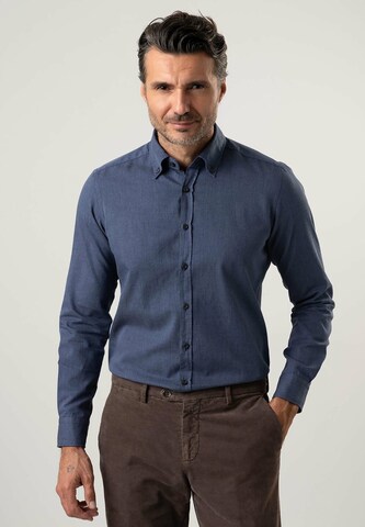 Black Label Shirt Regular fit Zakelijk overhemd 'MELANGE' in Blauw: voorkant