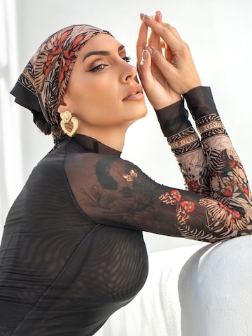 JIORO Jurk 'MIDNIGHT BUTTERFLIES' in Zwart