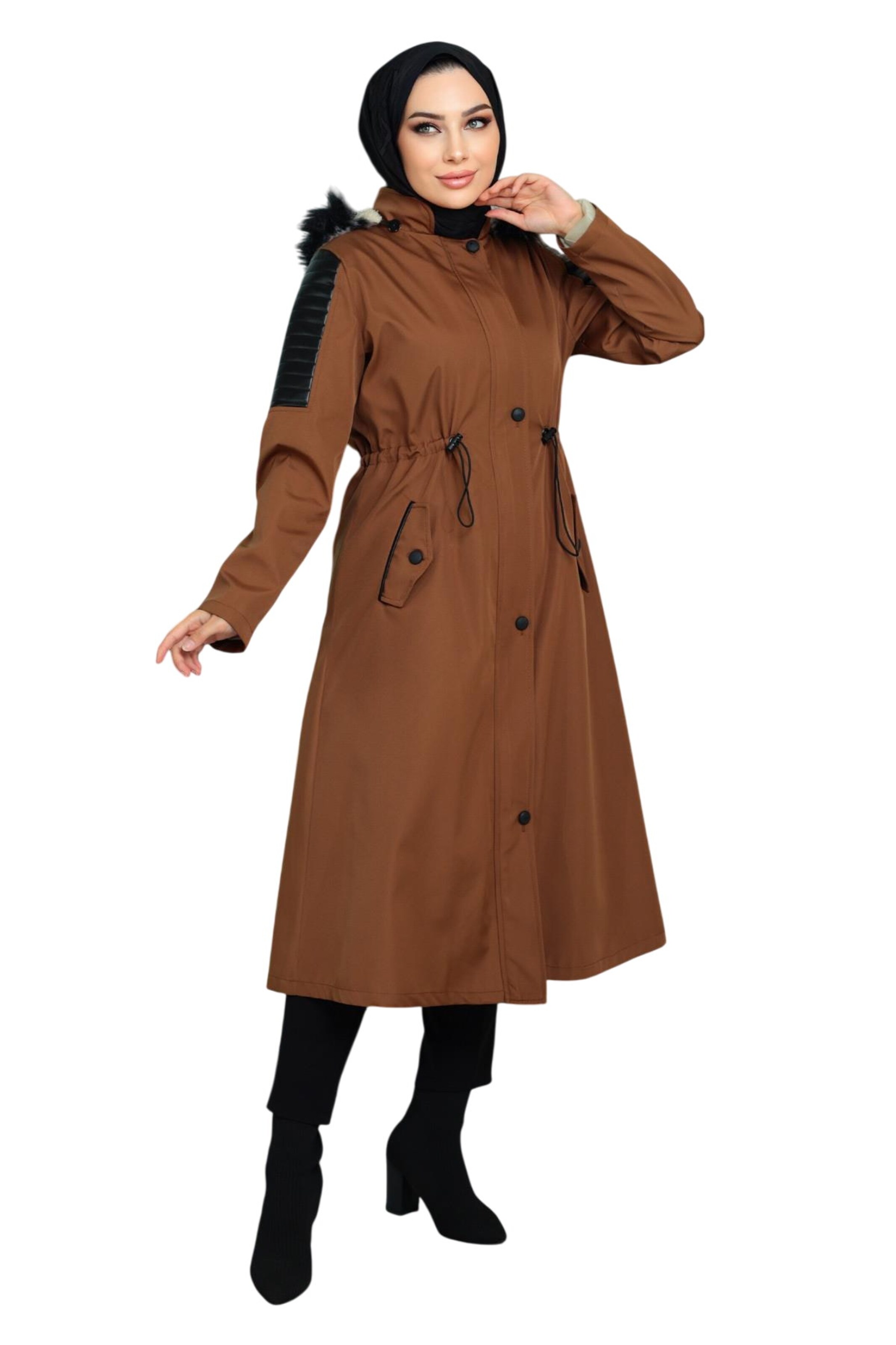 MODAMIHRAM Between-Seasons Coat in Brown: front