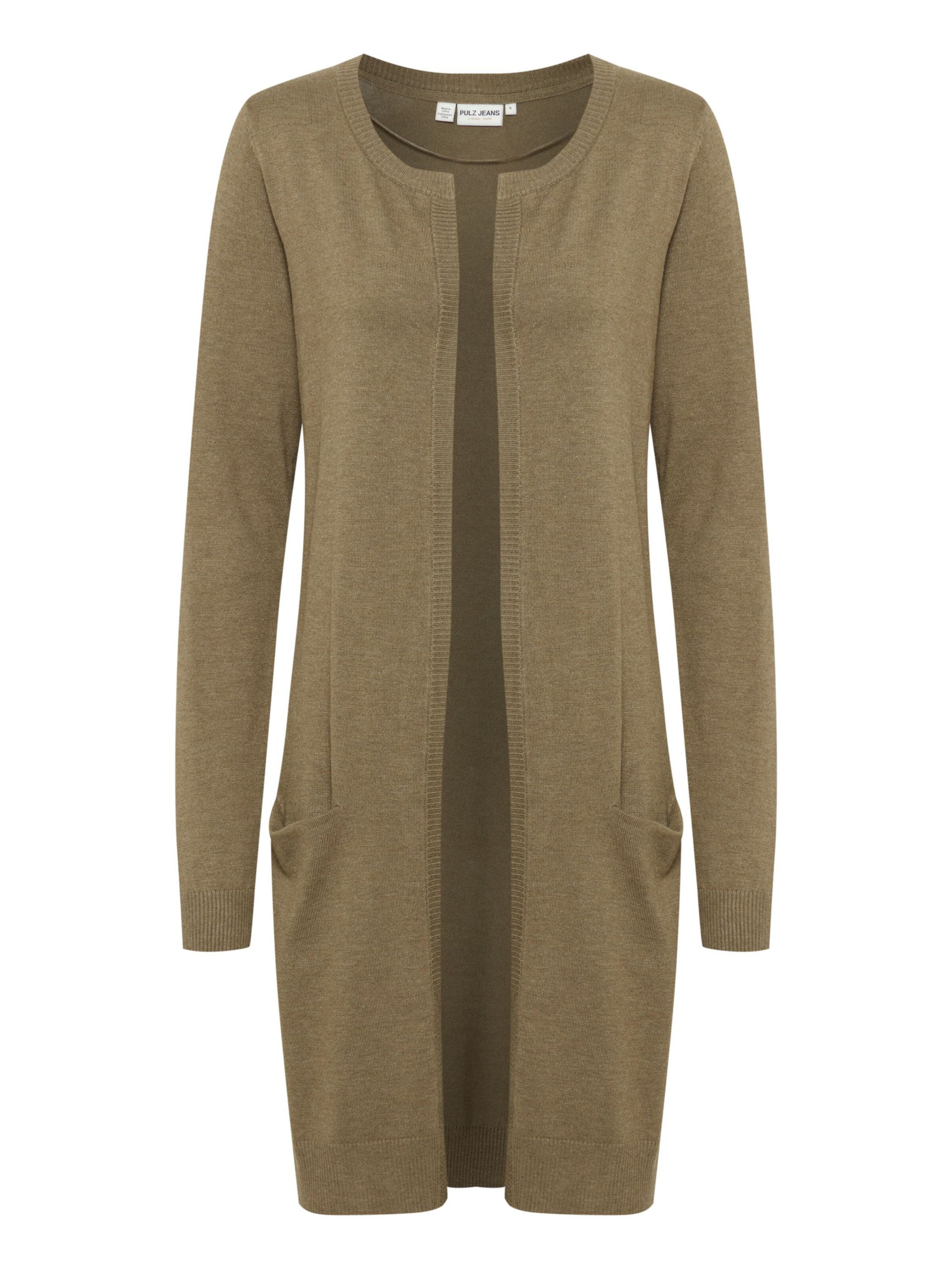 PULZ Jeans Strickjacke 'Sara' in Grau: Vorderseite