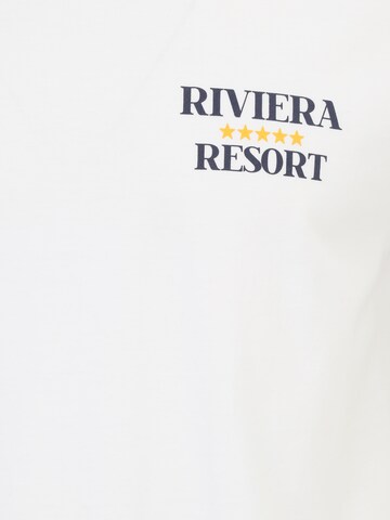 Tricou 'Riviera' de la On Vacation Club pe alb