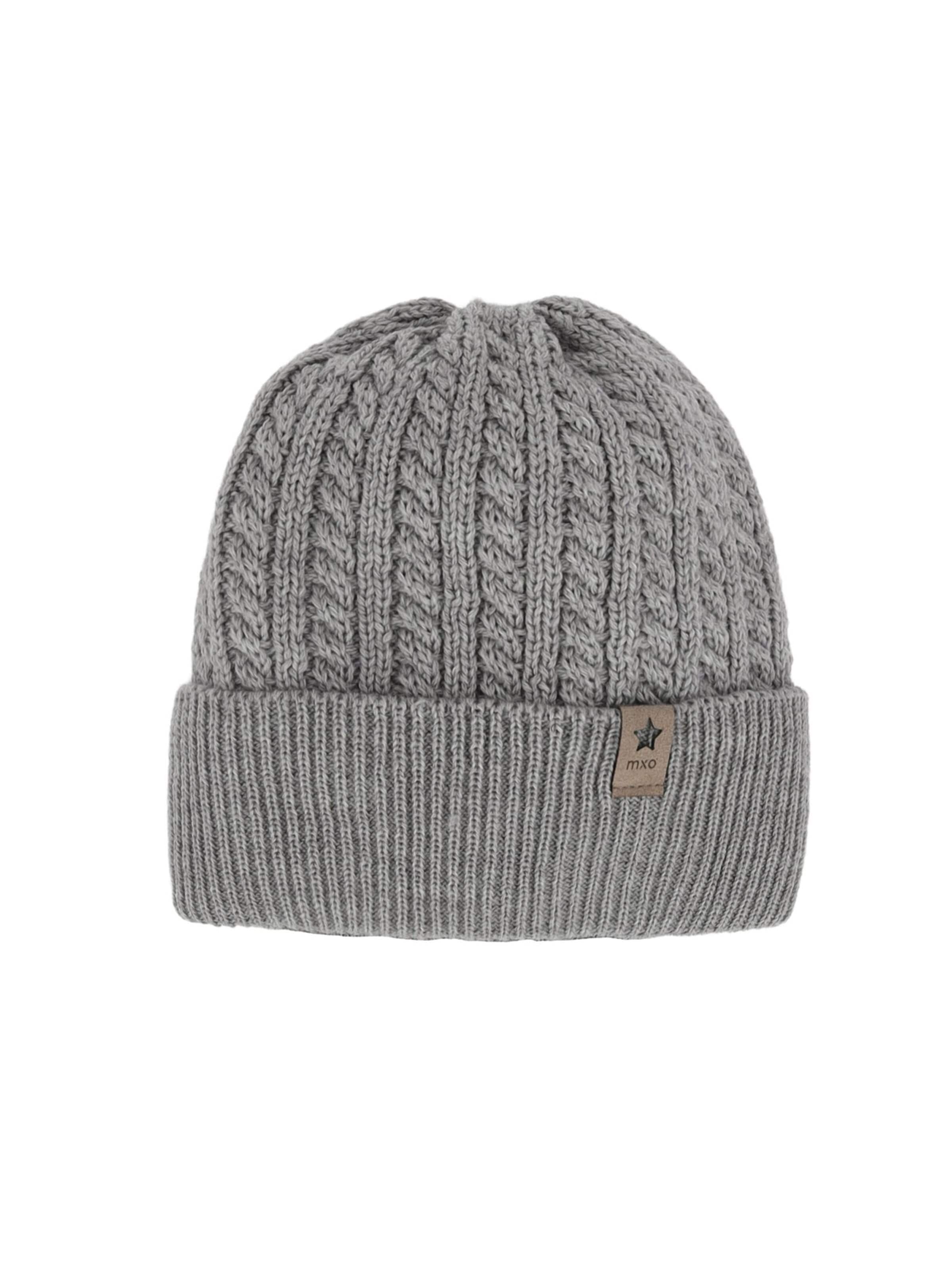 MAXIMO Beanie 'BABY-Umschlagmütze Zopfmuster' in Grey: front