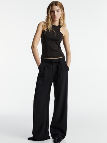 Pull&Bear Wide Leg Bukser i sort