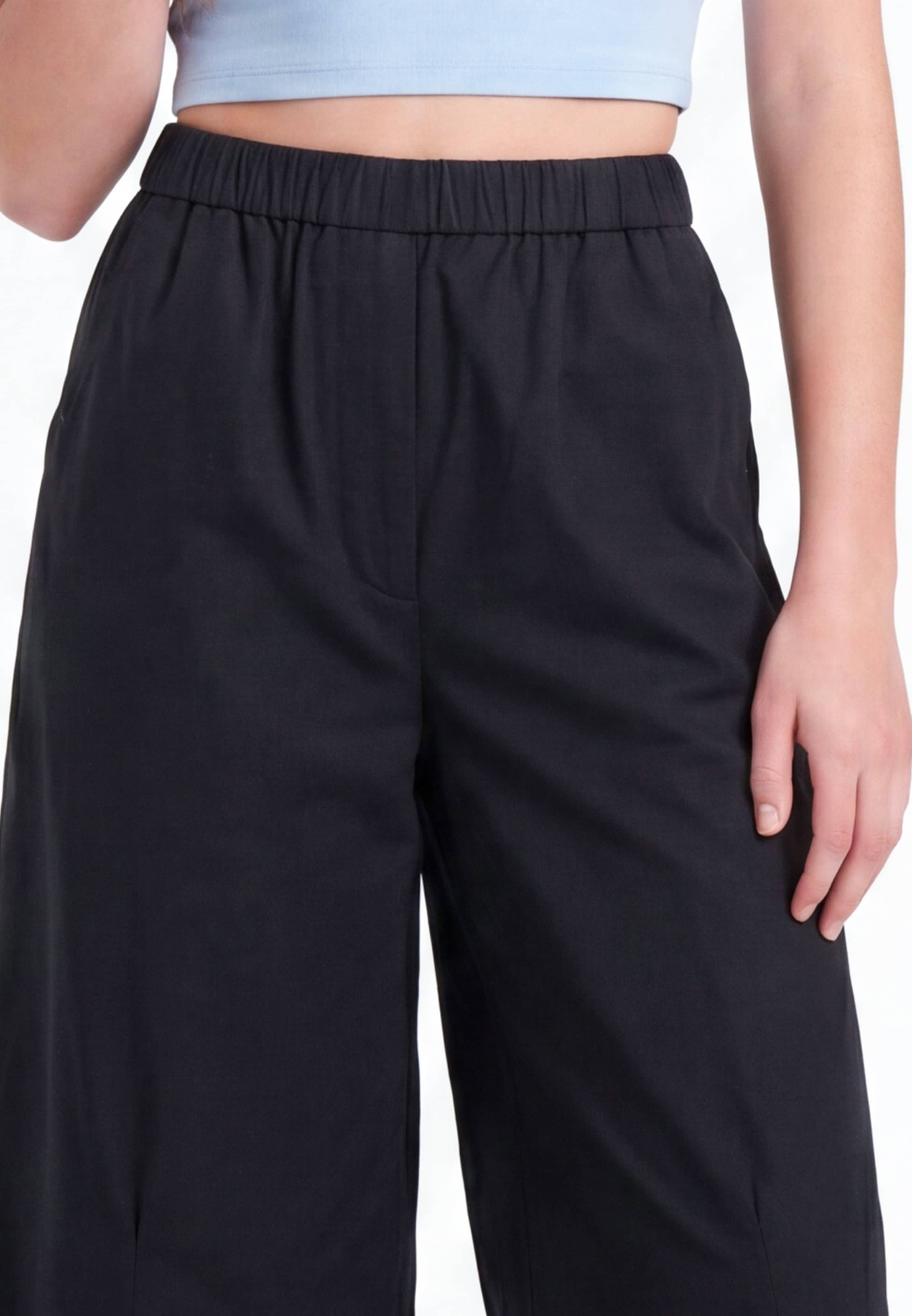 MYMO - Pierna ancha Pantalón en negro
