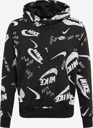 Bluză de molton Nike Sportswear pe negru / alb, Vizualizare produs