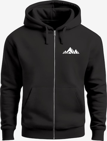 Neverless Zip-Up Hoodie 'Berg Polygon' in Black: front