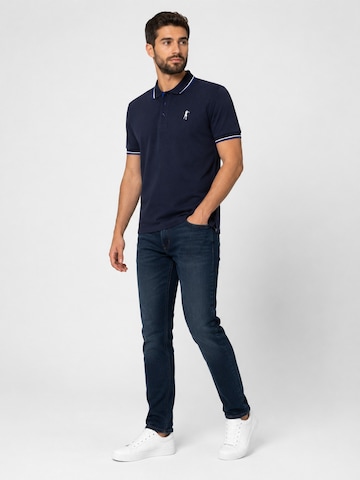 Boxeur des Rues Shirt 'Herren Poloshirt Boxeur des Rues aus Piqué-Baumwolle, Marineblau, Weiß-blaue Streifen' in Blue