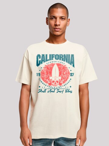 F4NT4STIC Shirt 'California skull summer vibes' in Beige: voorkant