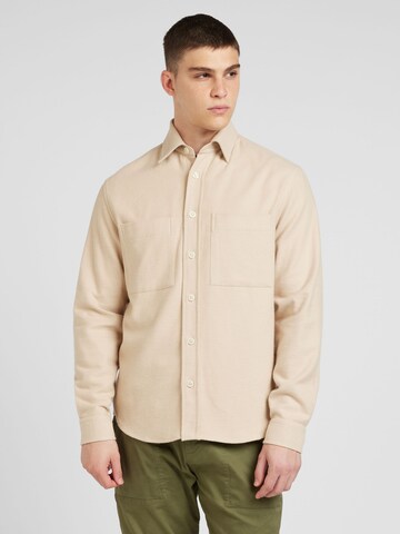 BOSS Regular fit Button Up Shirt 'OWEN' in Beige: front