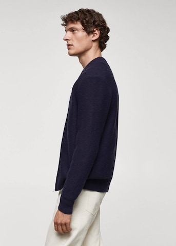 MANGO MAN Knit Cardigan 'Lotoc' in Blue