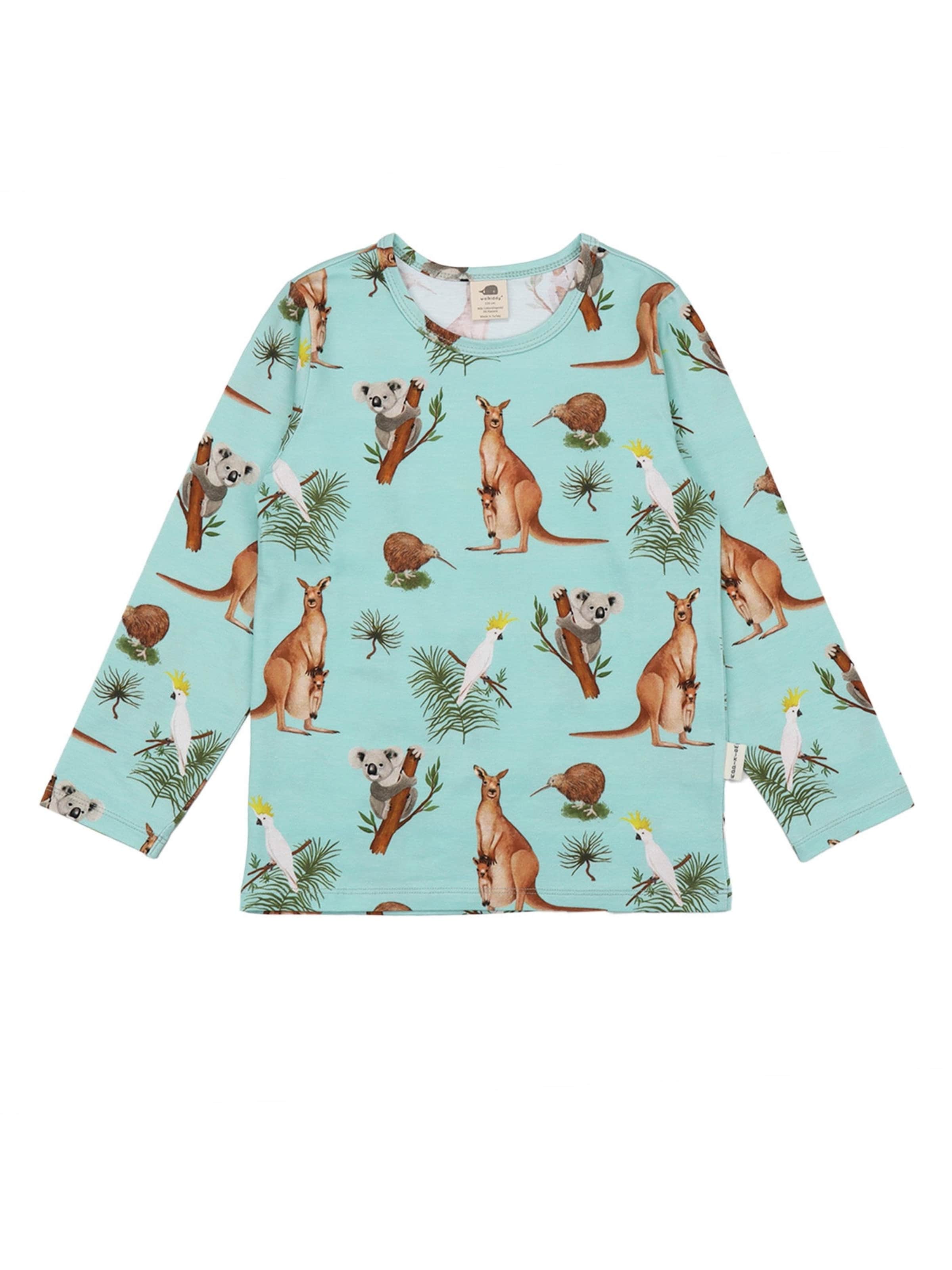 Walkiddy Shirt 'Walkiddy - Australian Animals Shirt' in Green: front