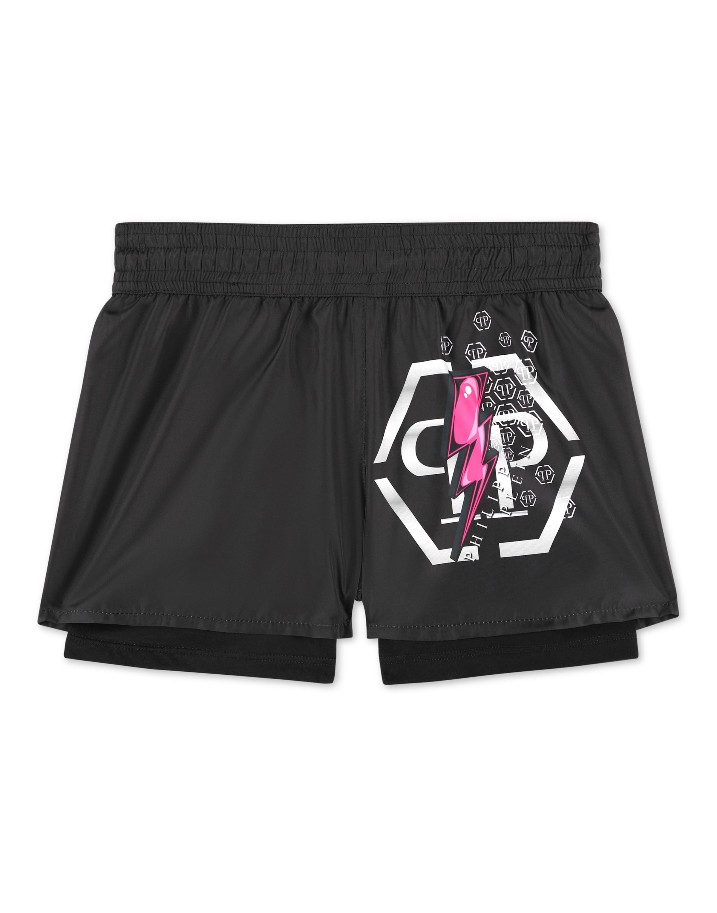 Philipp Plein Regular Shorts in Schwarz: Vorderseite