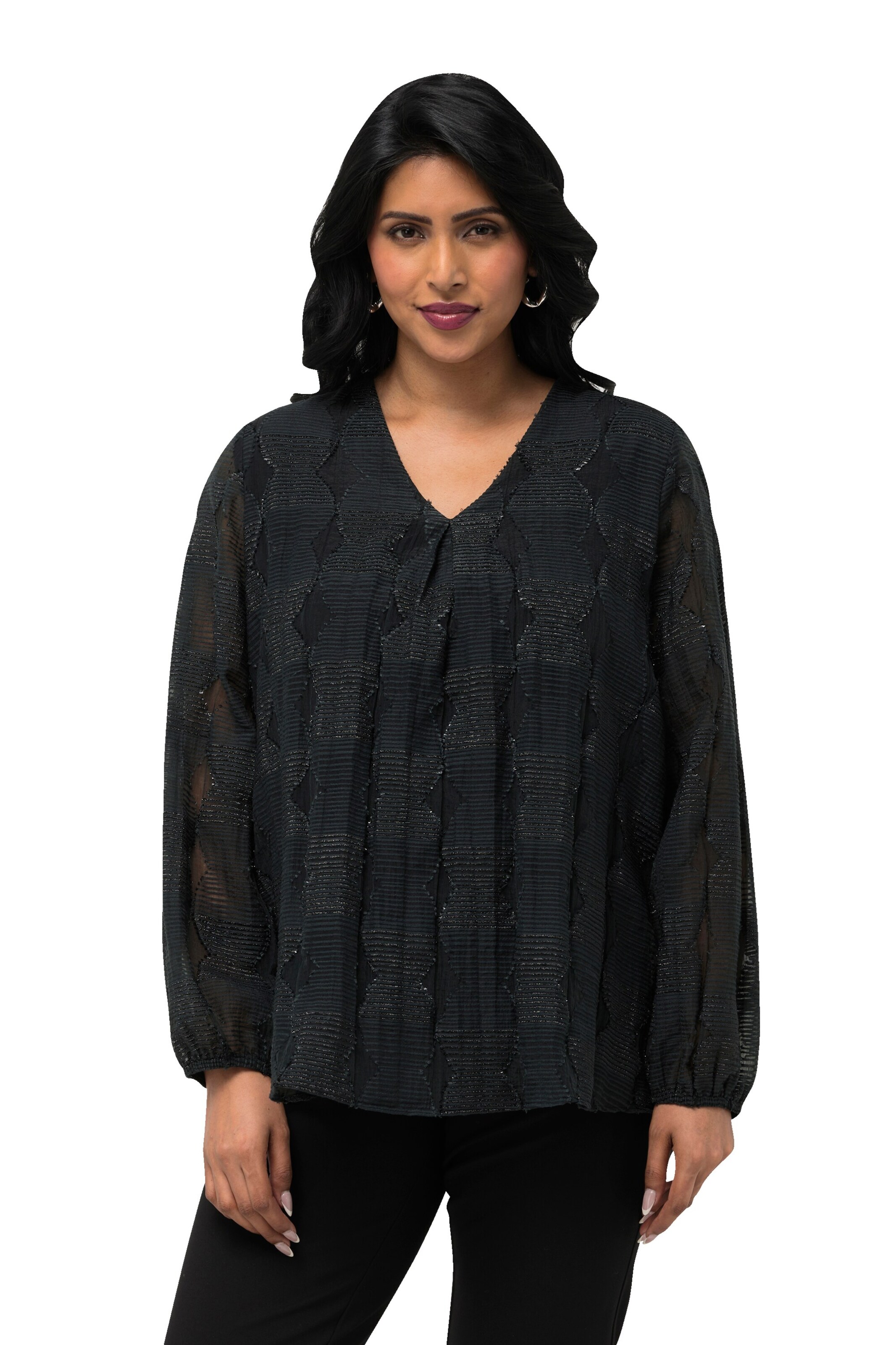 Ulla Popken Blouse in Zwart: voorkant