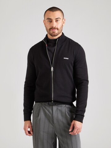 HUGO Knit cardigan 'San Jacomo' in Black: front