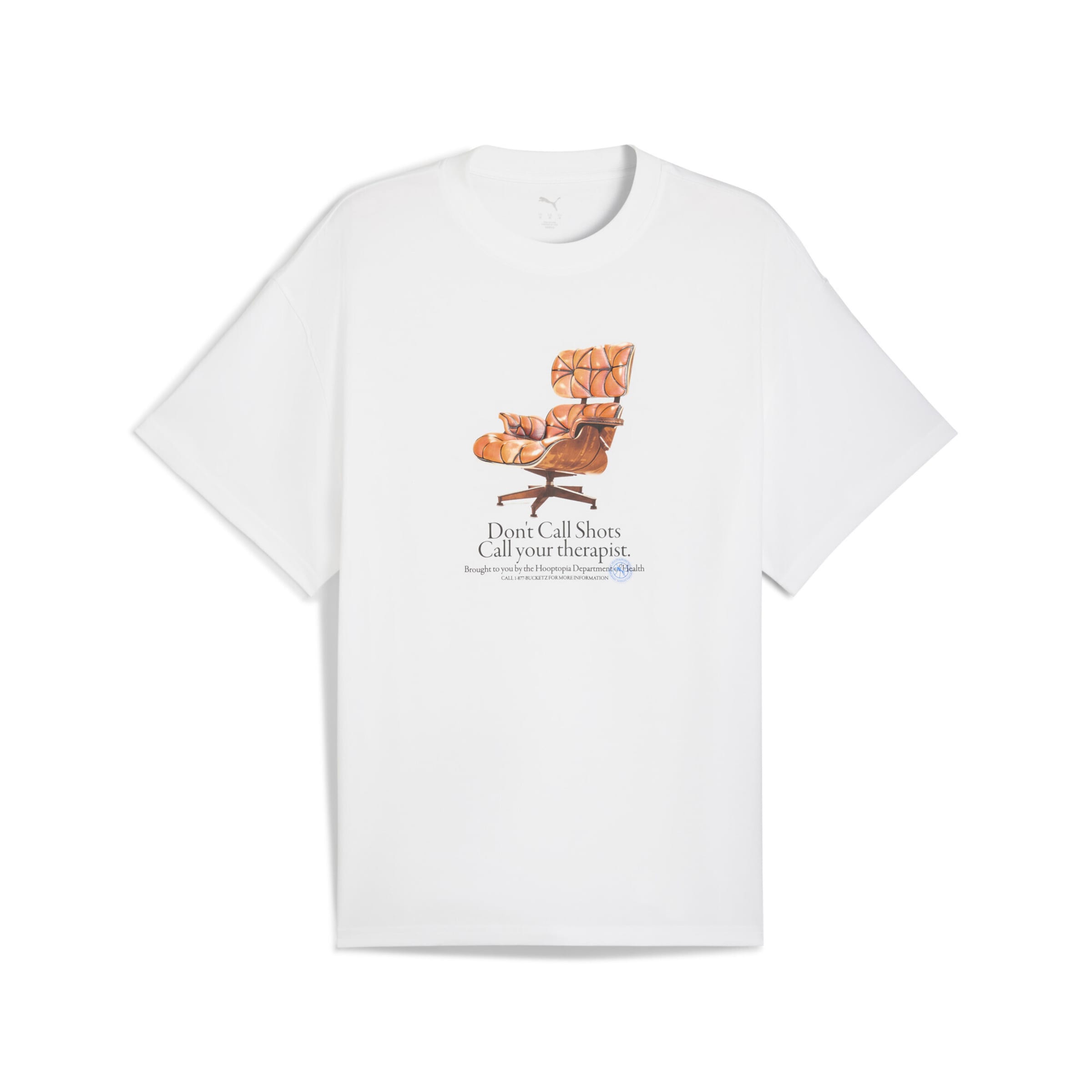T-Shirt 'Hooptopia Hooptopian Health' PUMA en blanc : devant