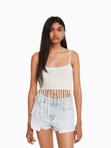 Bershka Knitted Top in White: front