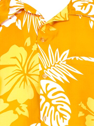 King Kameha Shirt 'Mono Hibiscus' in Gelb