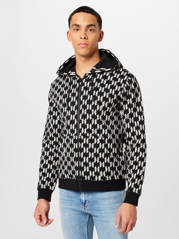 Karl Lagerfeld - Sudadera con cremallera en negro: frente