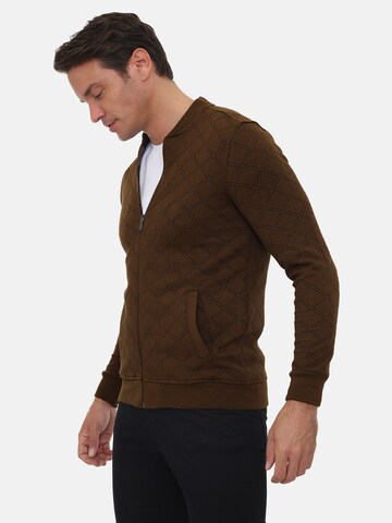 Sir Raymond Tailor Zip-Up Hoodie 'Brescia' in Brown