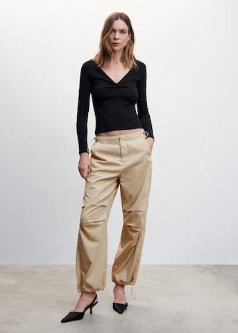 MANGO Loosefit Broek 'Parachut' in Beige