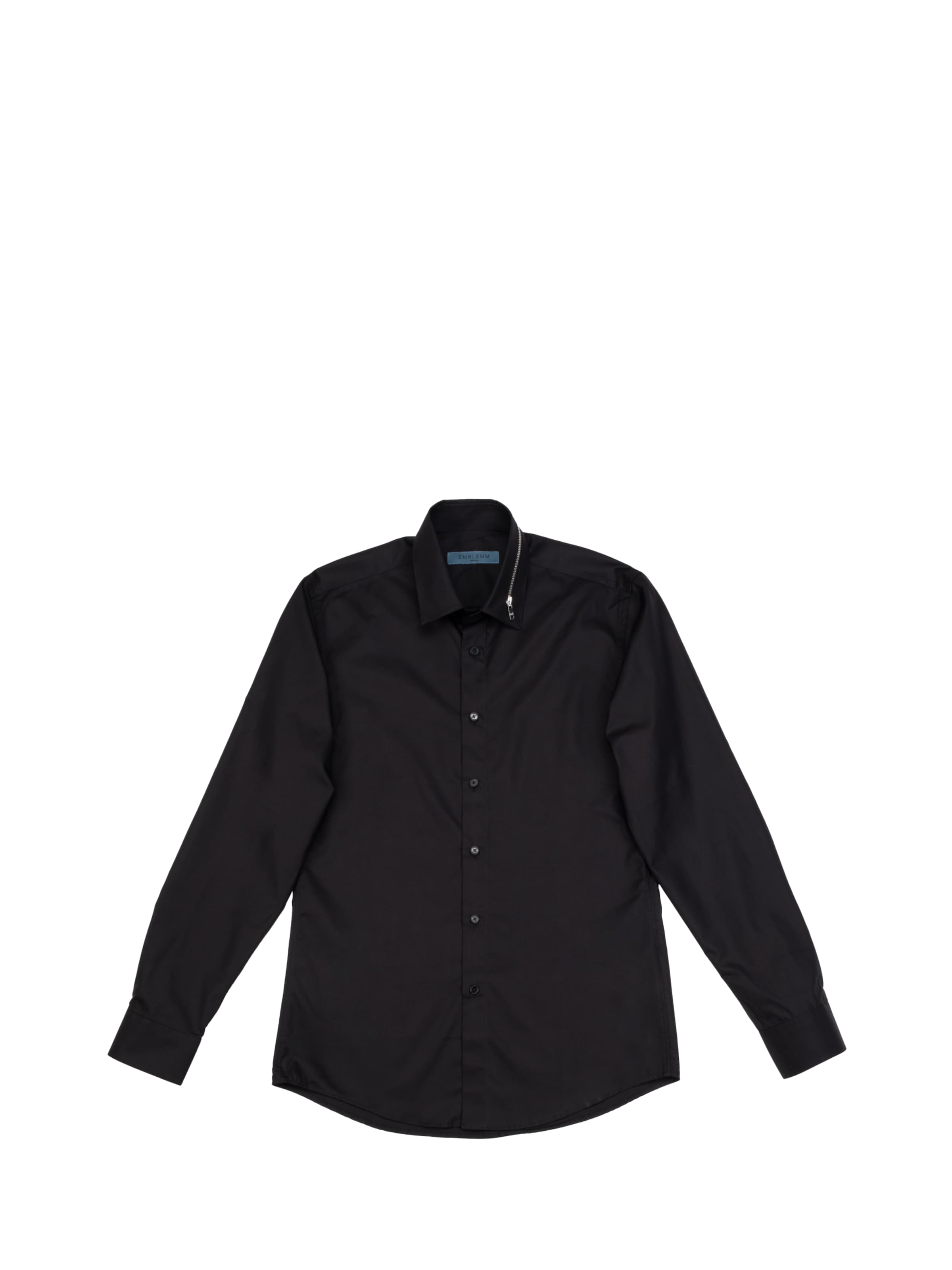 EMBLEMM Slim fit Button Up Shirt in Black: front