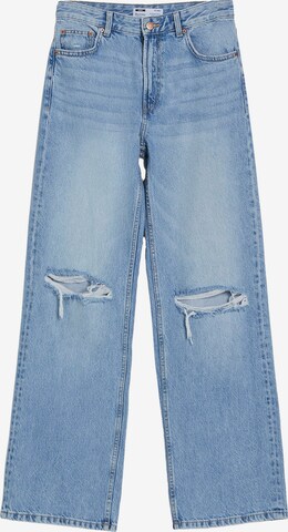 Bershka Wide leg Jeans in Blue: front