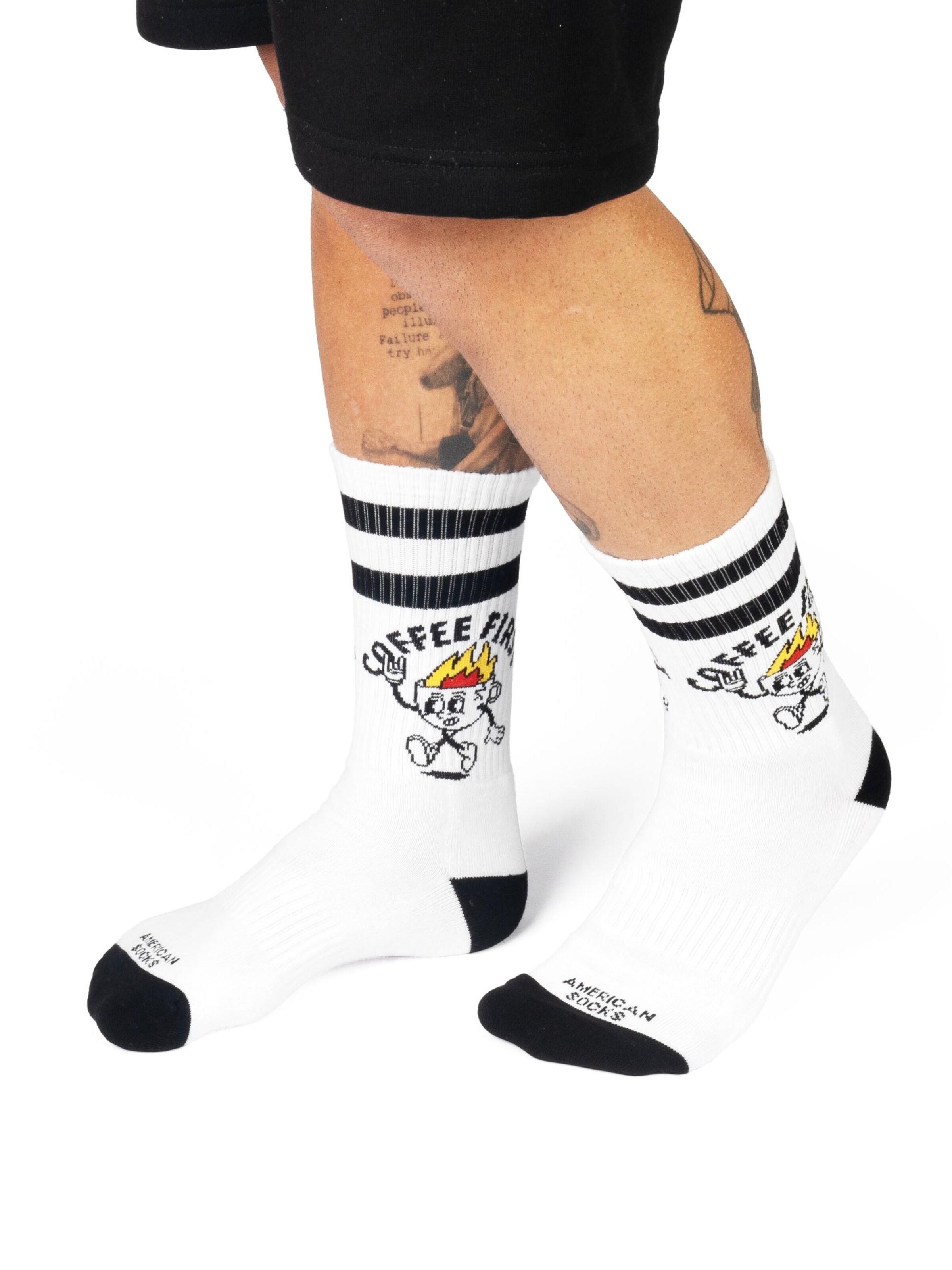 American Socks - Calcetines 'Coffee First' en blanco: frente