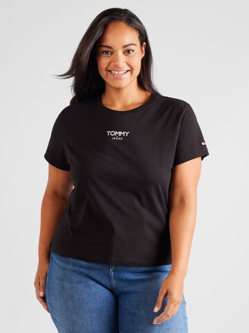 Tricou de la Tommy Jeans Curve pe negru: față