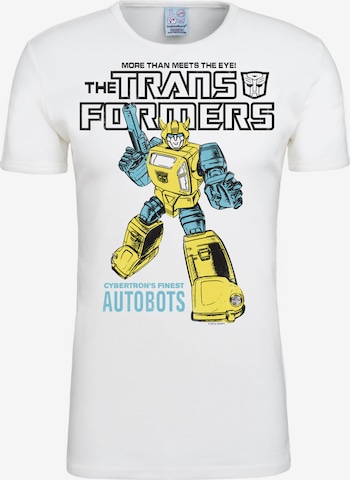 LOGOSHIRT Shirt 'Bumblebee - Autobots' in Wit: voorkant