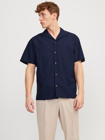 JACK & JONES Comfort fit Button Up Shirt 'JJSummer Resort' in Blue: front