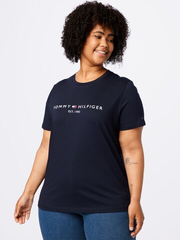 Tommy Hilfiger Curve - Camiseta en azul: frente