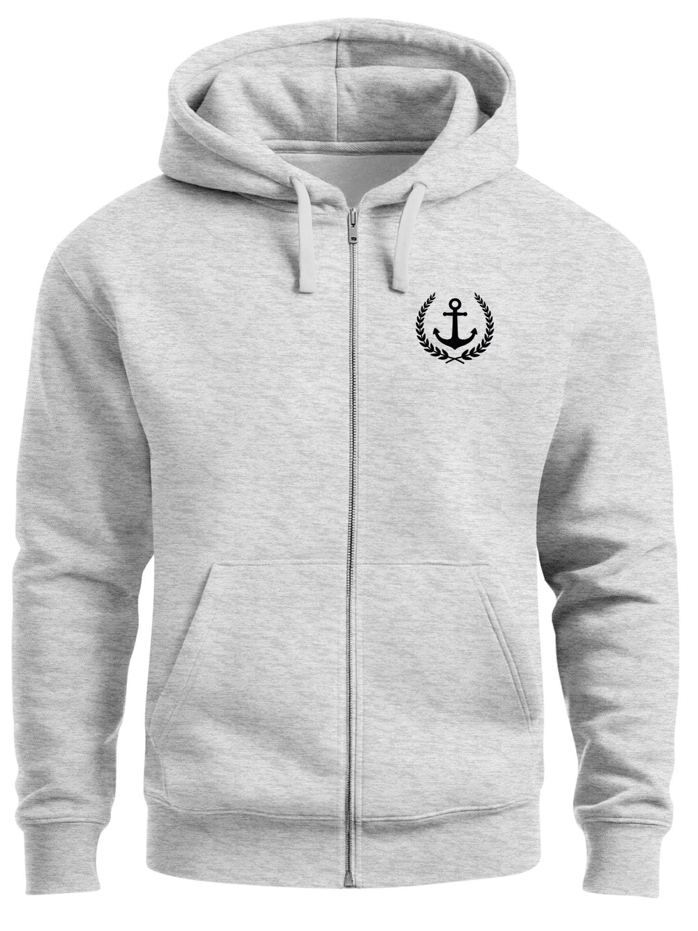 Neverless Zip-Up Hoodie 'Anker Captain' in Grey: front