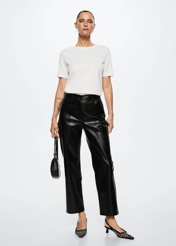 MANGO Regular Broek 'Croco' in Zwart