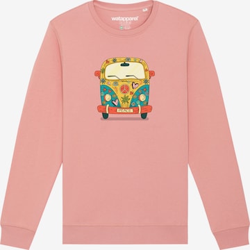 Sweat-shirt ' Hippies Bus ' Watapparel en rose : devant