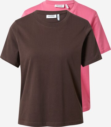 T-shirt 'Essence Standard' WEEKDAY en marron : devant