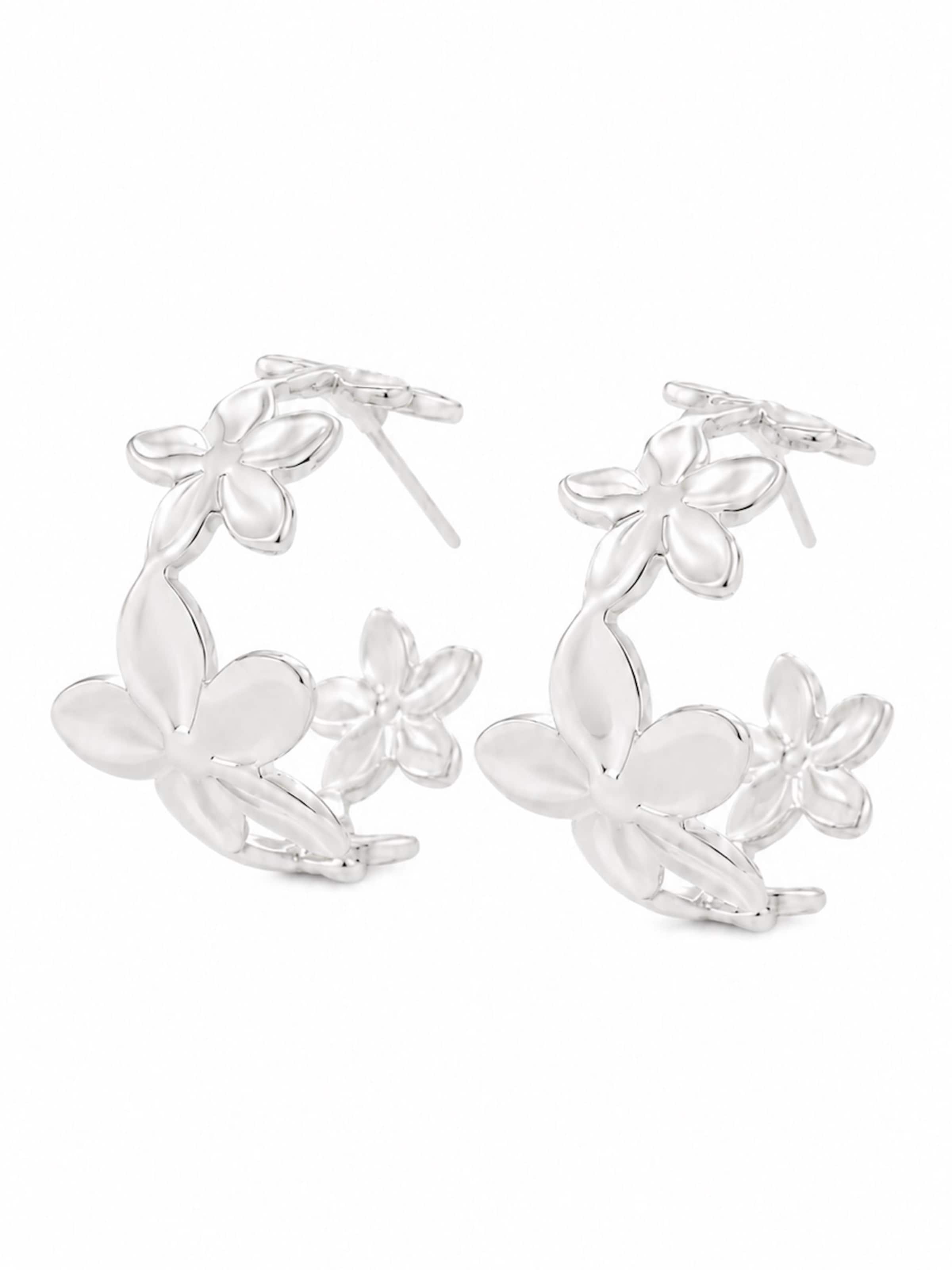 Hey Happiness Oorbellen 'Bloom Flower Hoop' in Zilver: voorkant