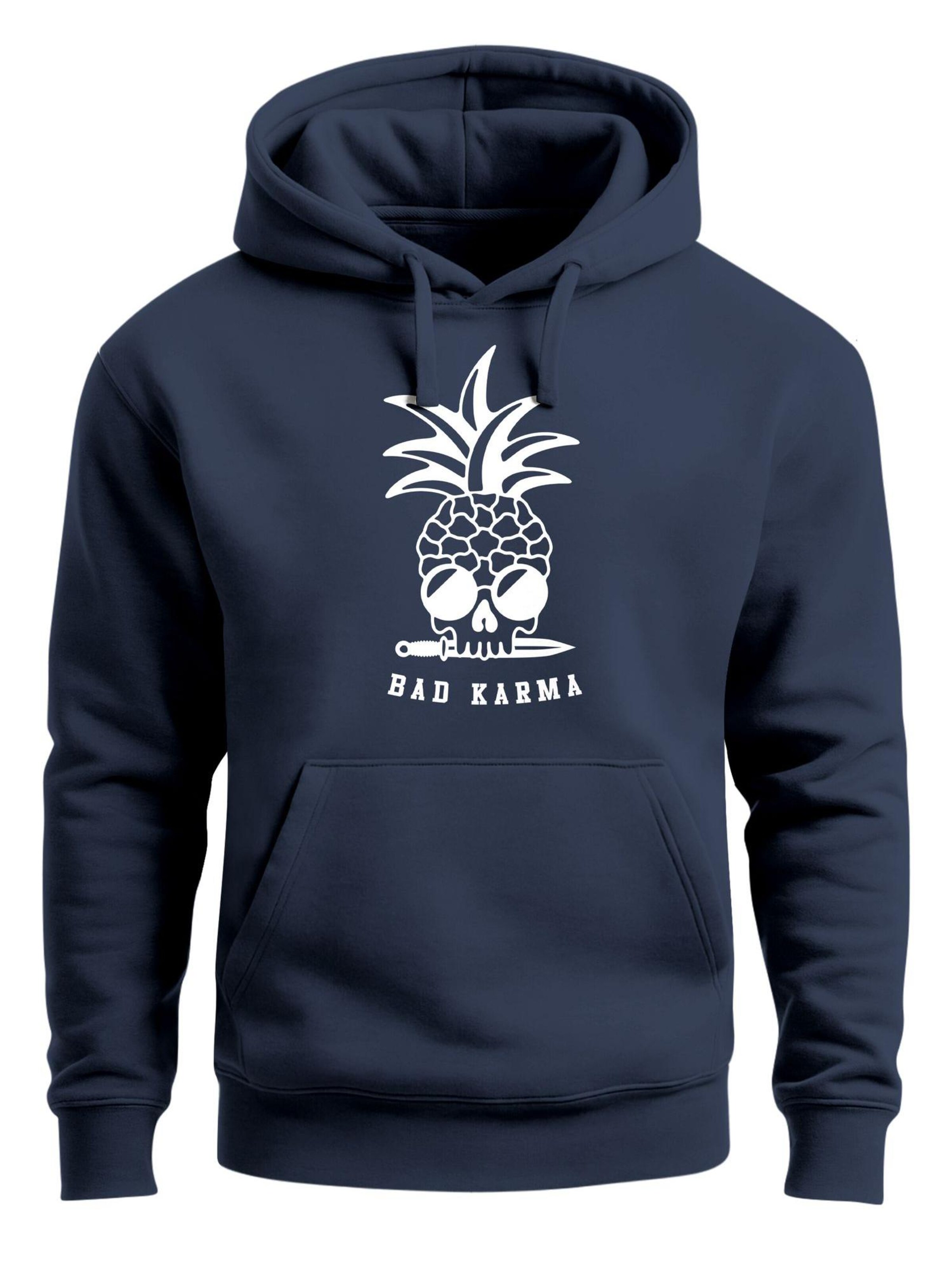 Neverless Sweatshirt 'Bad Karma Skull' in Blue