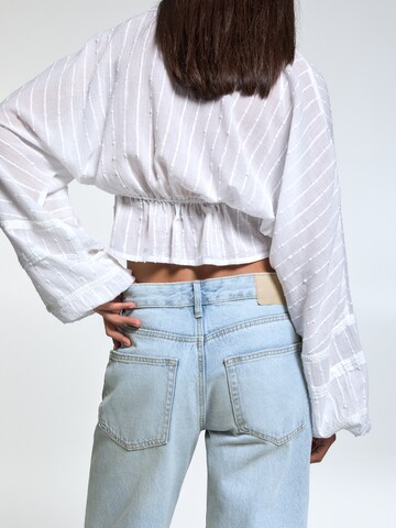 Wide leg Jeans de la Pull&Bear pe albastru